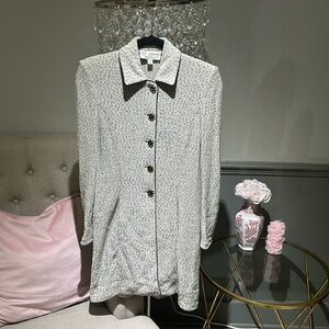 Cream and Black St. John Button Down Dress